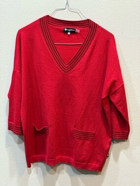 Karl Lagerfeld Paris Vibrant Red V-Neck Sweater